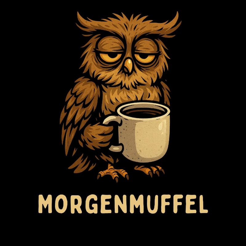 Morgenmuffel-Eule mit Kaffee