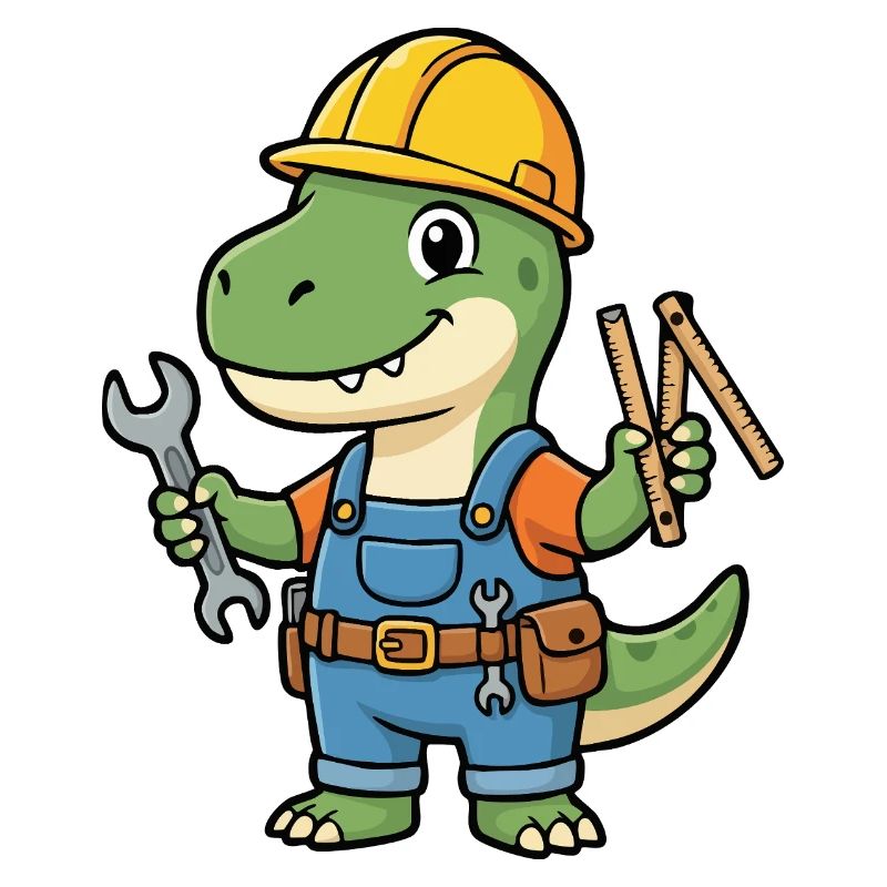 Dino construction worker with tools