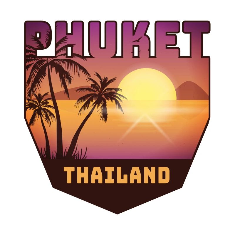 Phuket design with palm trees and sun / gift