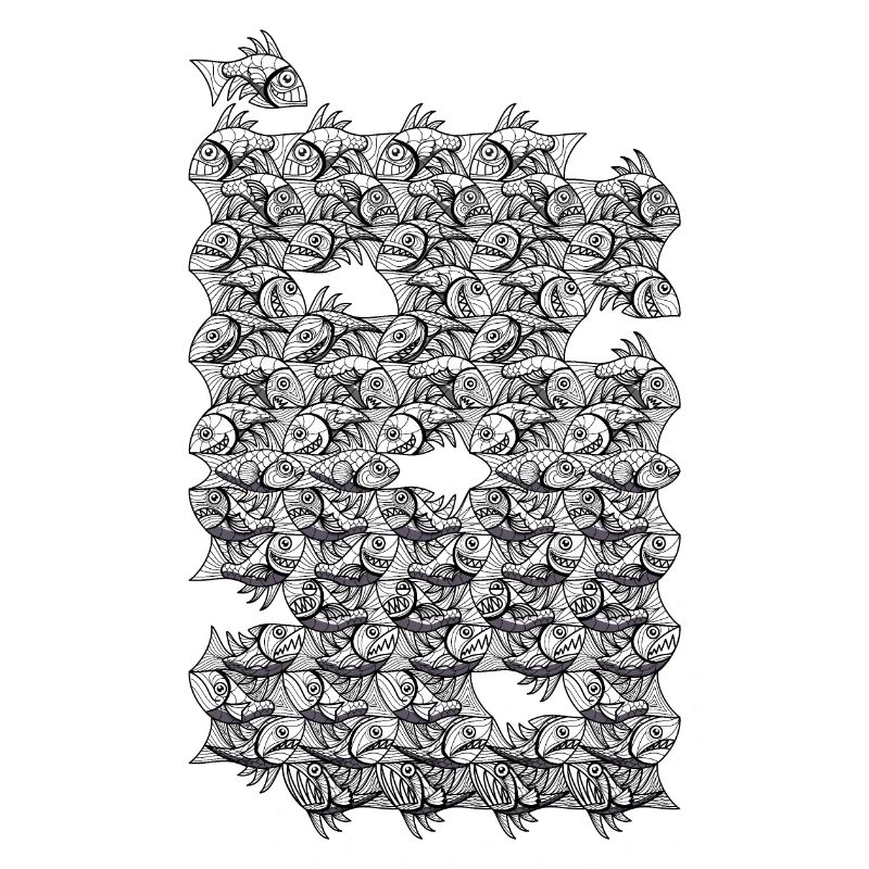 Repeated monochrome fish