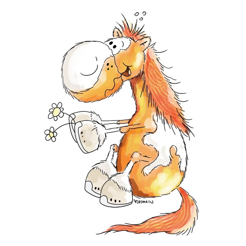 Pferd mit Blume - Pferde - Pony - Fuchs - Geschenk