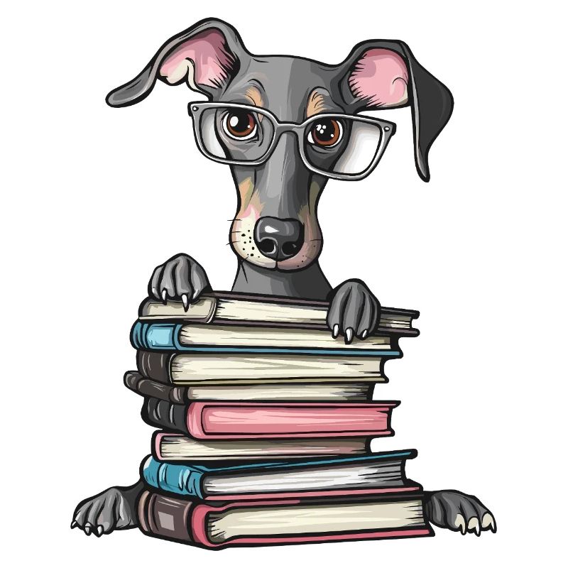 Süßes Windhund-Lesebuch mit Brille