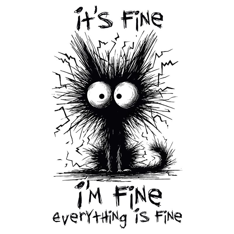 Black Cat It's Fine I'm Fine Everything Is Fine