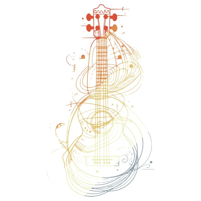Ukulele Sketch Retro Style