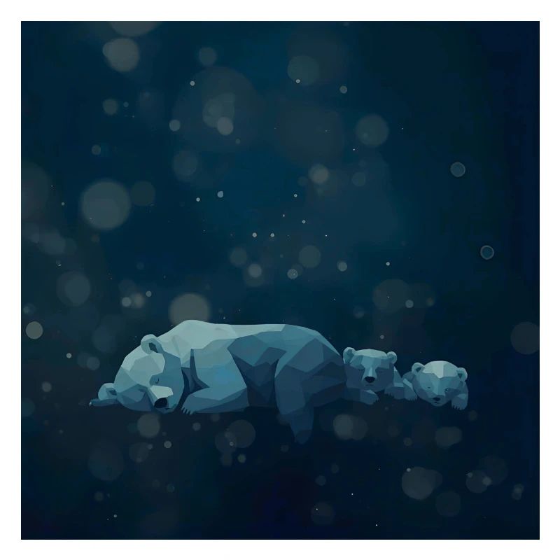 Blue Night Geometric Polar Bears