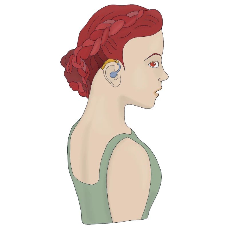 Fille utilisant une aide auditive