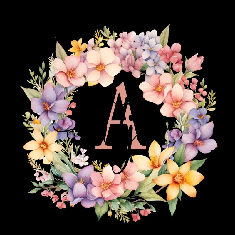 A| Monogramme | Nom | Antje | Aquarelle | Coloré