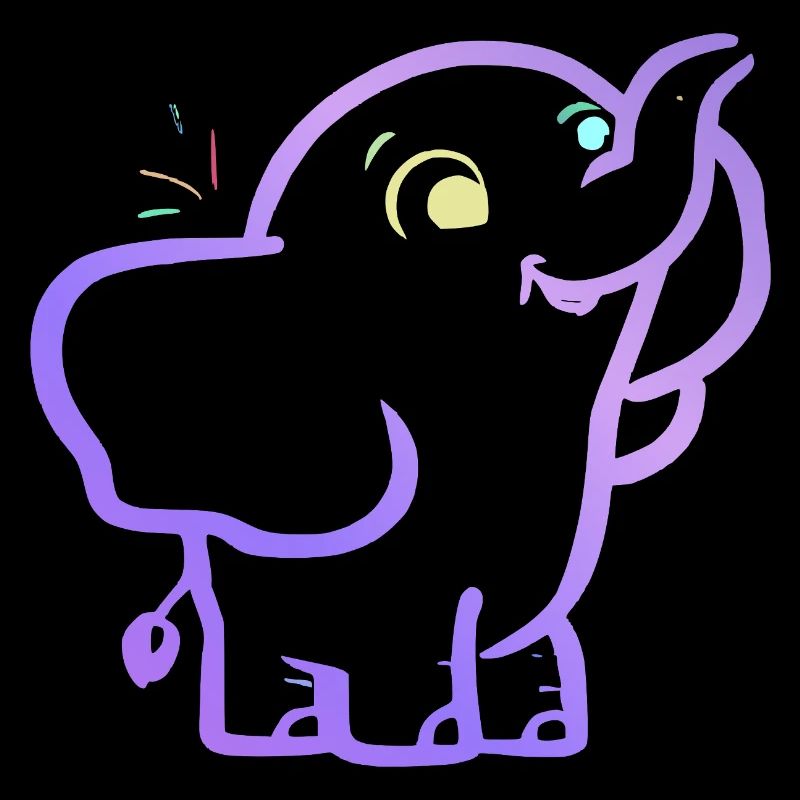 Éléphant outline violet joyeux