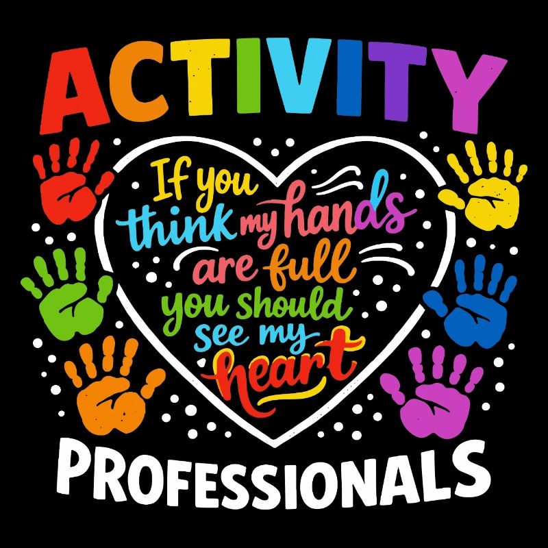 Activity Professionals Herz Bunte Handabdrücke Des