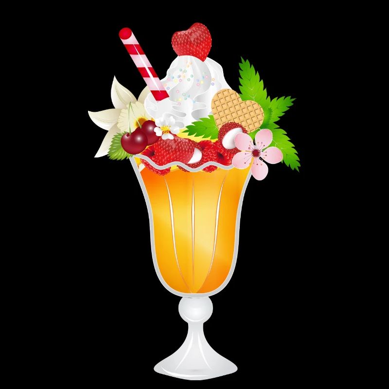 Fruchtiger Eisbecher mit Sahne und Waffel