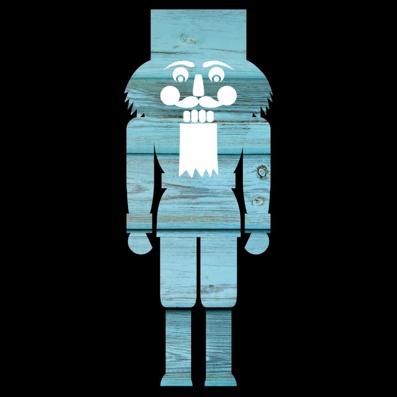Nutcracker Wood Light Blue Grain Christmas