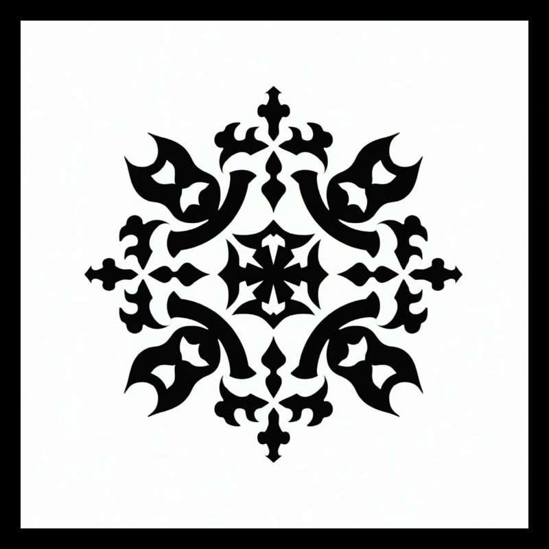 Motif complexe de flocon de neige noir