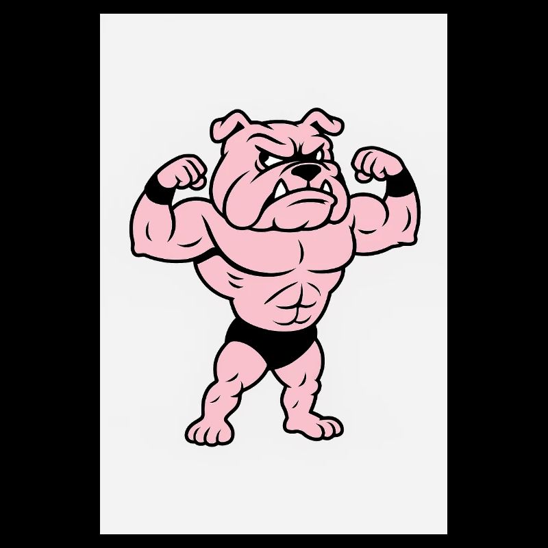 Posture du bouledogue musculaire rose