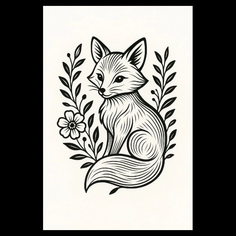 Renard en couronne florale