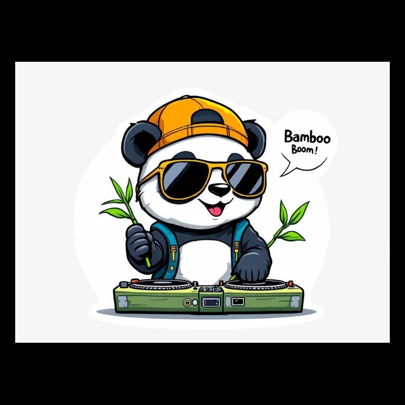 Panda DJ avec Bâtons de Bambou