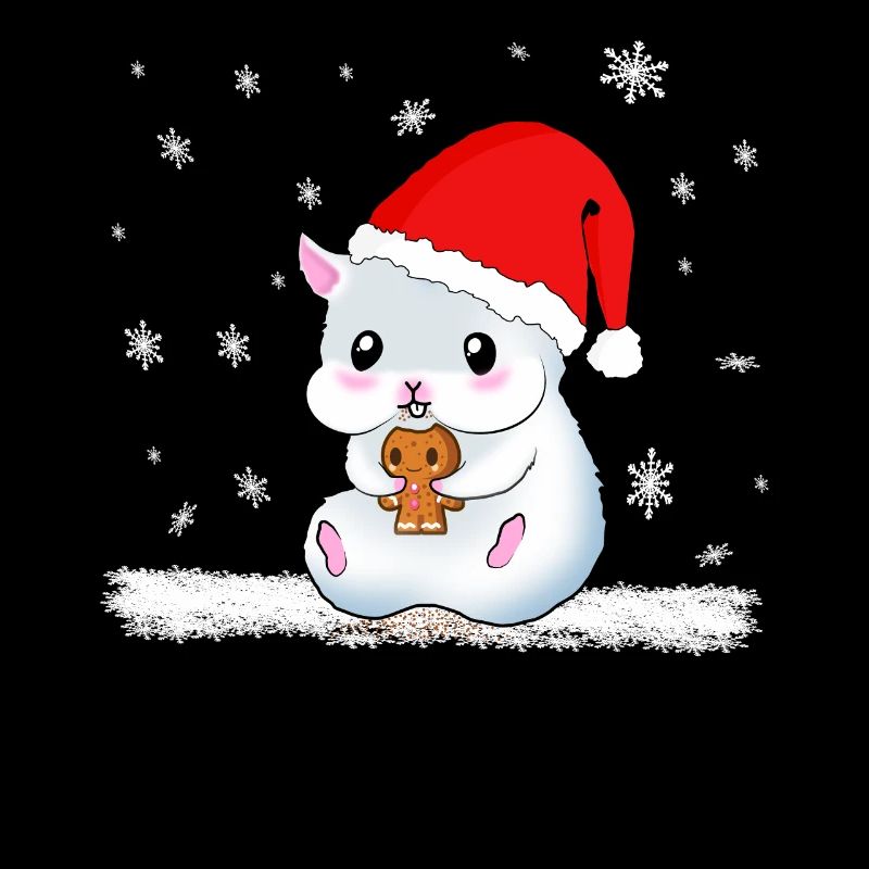 A Sweet Hamster Eats A Cookie While It Snows