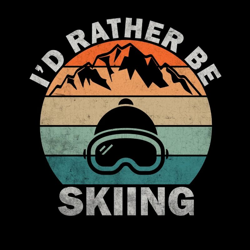I'd Rather Be Skiing Retro Sunset