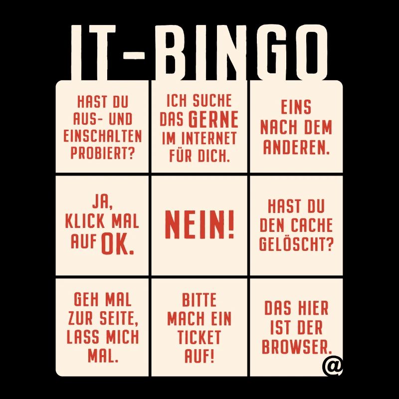 IT Support Bingo Service Desk IT Helpdesk Sysadmin