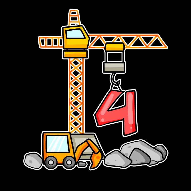 4. Geburtstag 4 Jahre Kran Baustelle Bagger Junge