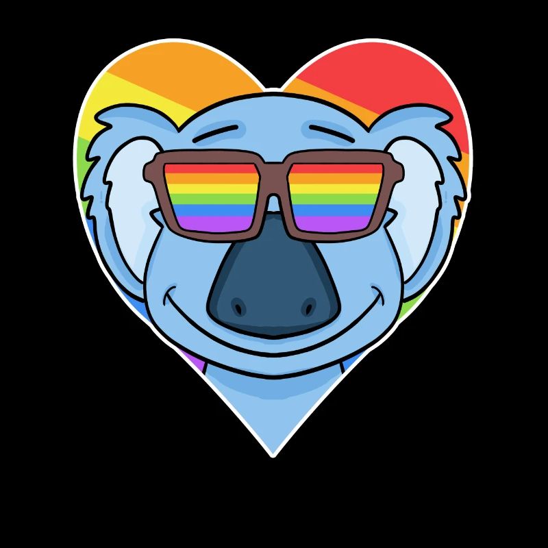 Regenbogen - Koala mit Brille und Herz