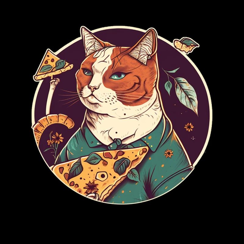 chat avec des tranches de pizza