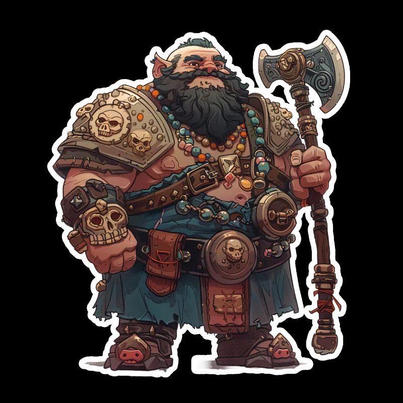 Fat dwarf warrior with a big axe