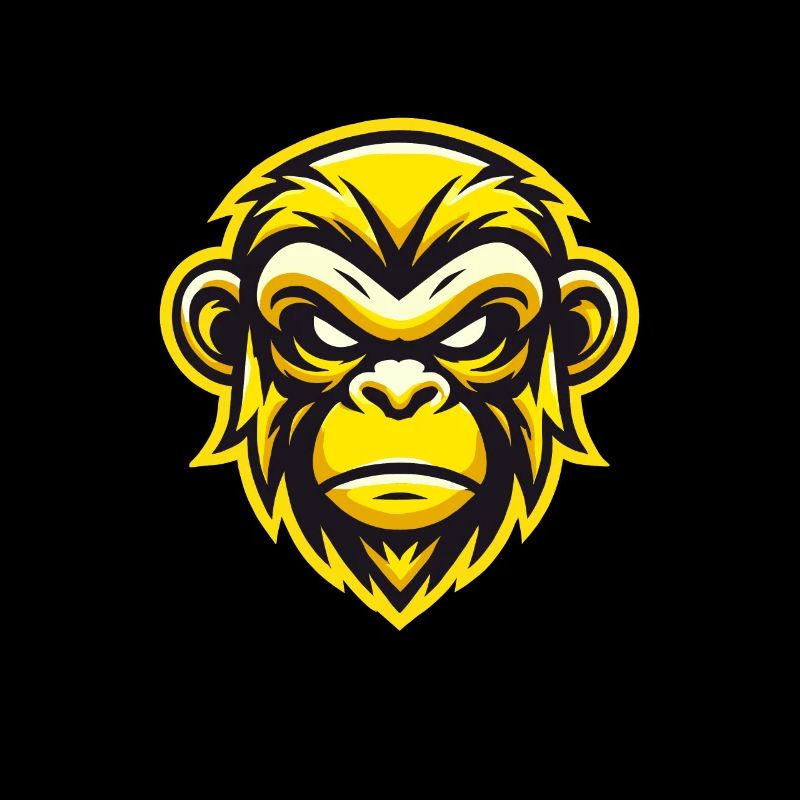 Yellow Fierce Monkey Face Design