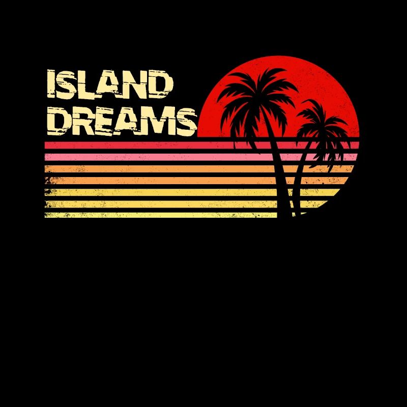 Island Dreams Vintage Sunset Palm Trees Retro Tee