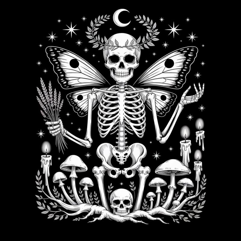 Gothic Skeleton Fairy With Moon Phases