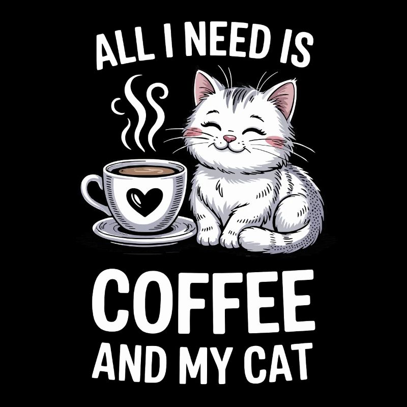 Conception de citation de café et de chat