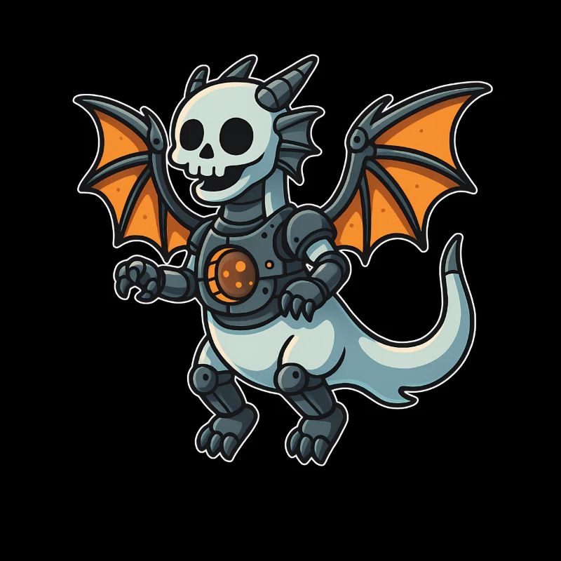 Robot dragon with bone helmet and wings