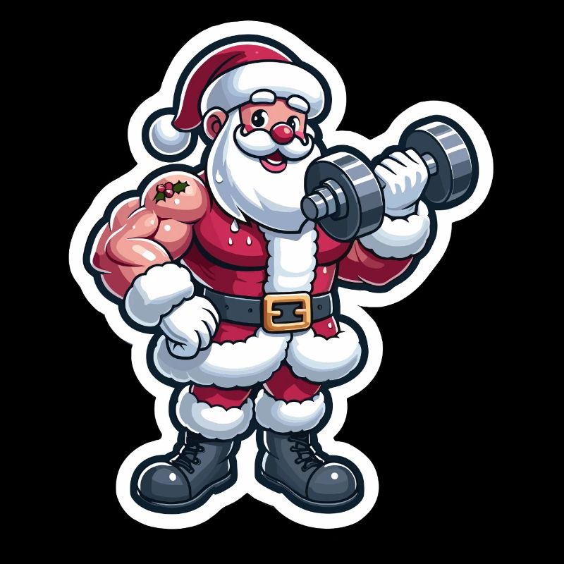 Santa Strength Training Sticker
