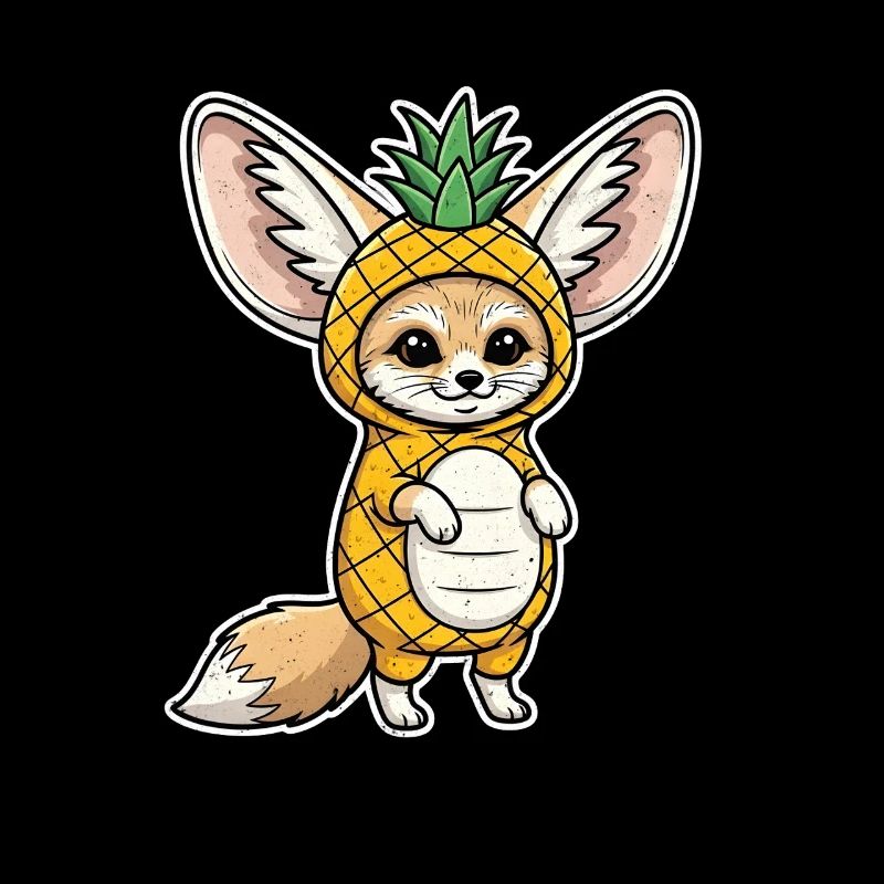 Fennek mit Ananas Comic Shirt Geschenk