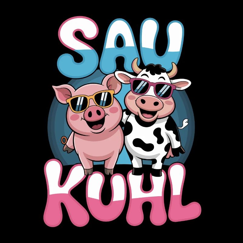 Sow Cool Pig And Cow With Sunglasses