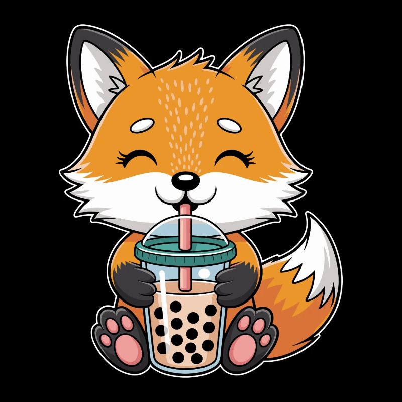 Kawaii Bubble Tee Fox Boba Tee