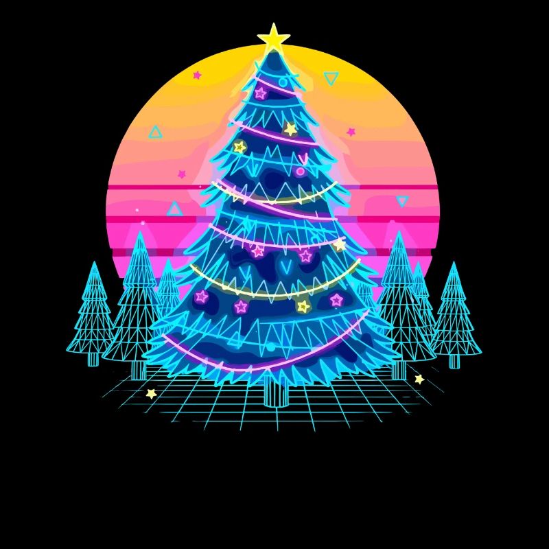Néon arbre de Noël coucher de soleil