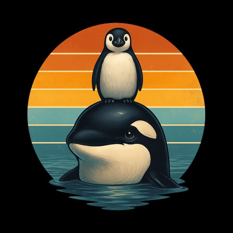 Orca Penguin Retro Animal Lovers
