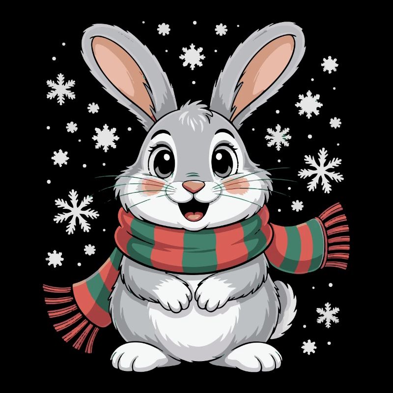 Lapin d’hiver avec écharpe