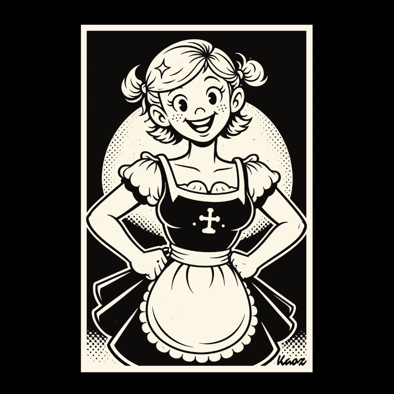 Dirndl Flicka Tecknad