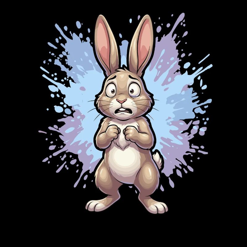 Distraught rabbit with paint splash