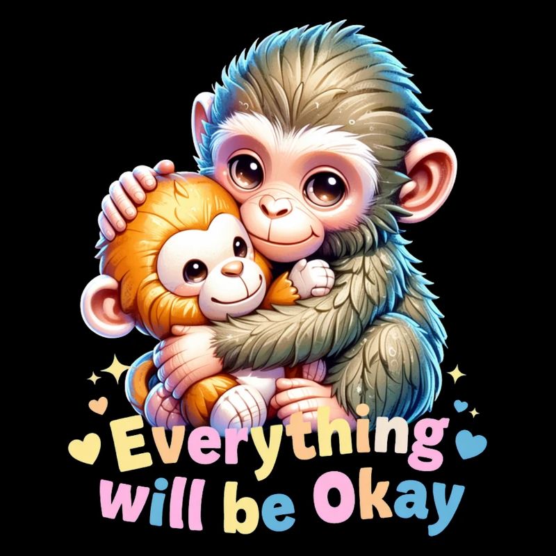 Everything Will Be Okay Monkey Hug