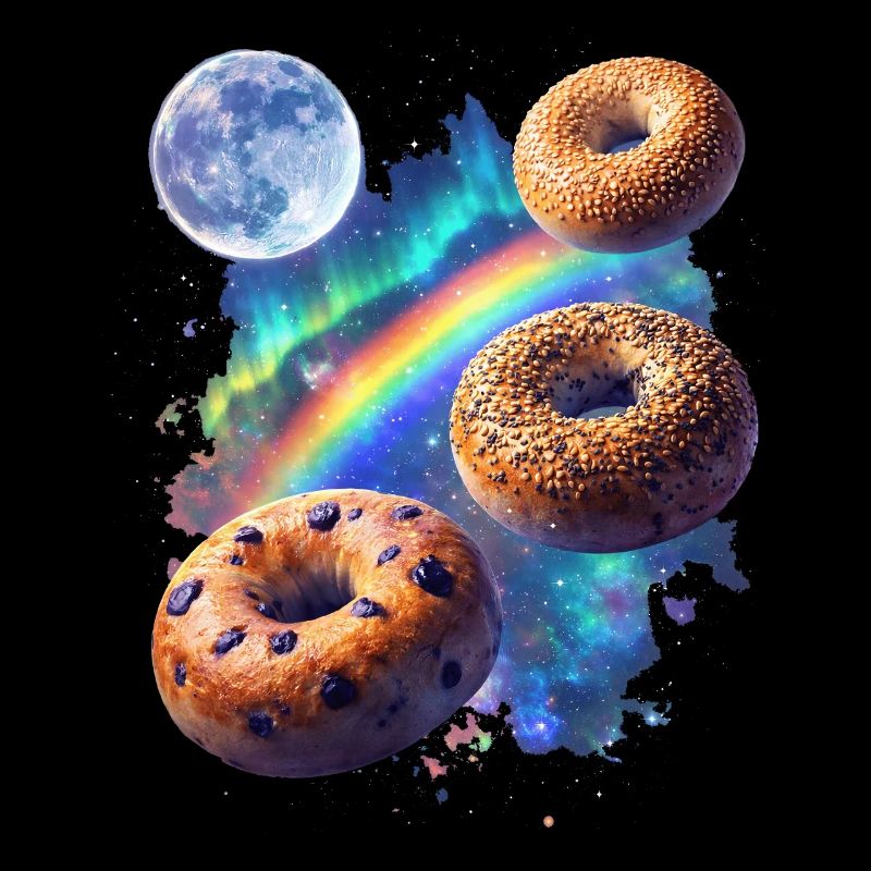 Kosmische Donuts über Regenbogenraum