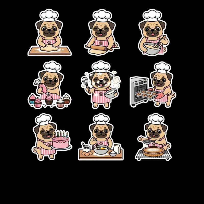 Funny Pug Baecker Baking Pastry Chef
