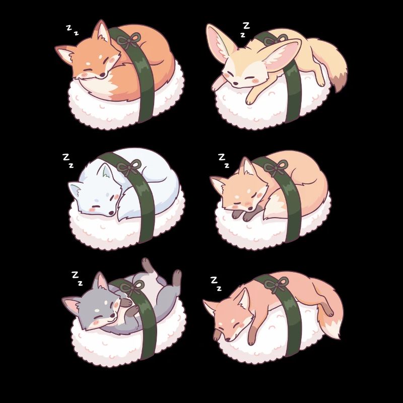 Kawaii Fox Sushi Nigiri Cute Sleeping Kitsune 