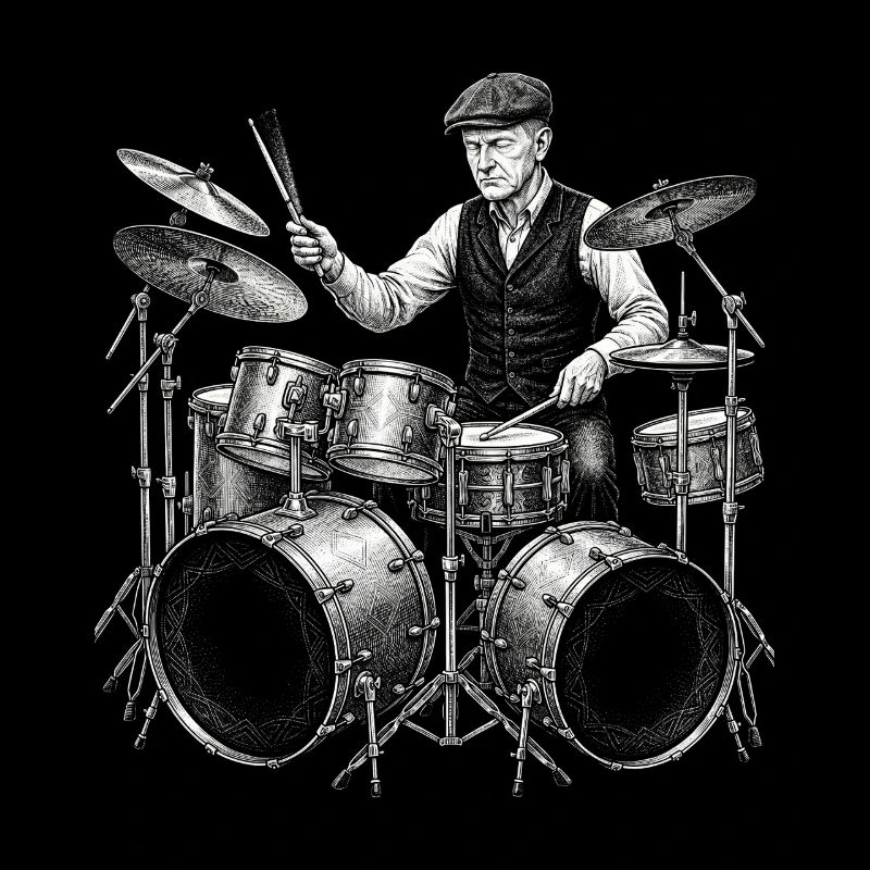 Calvin Coolidge plays drums