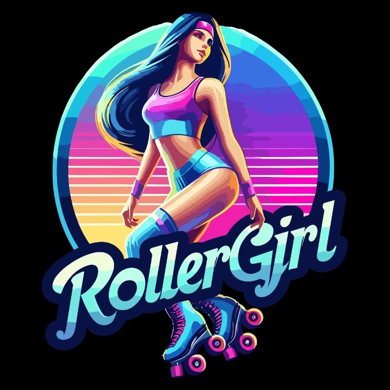 Lebendige Retro-Roller-Mädchen-Illustration