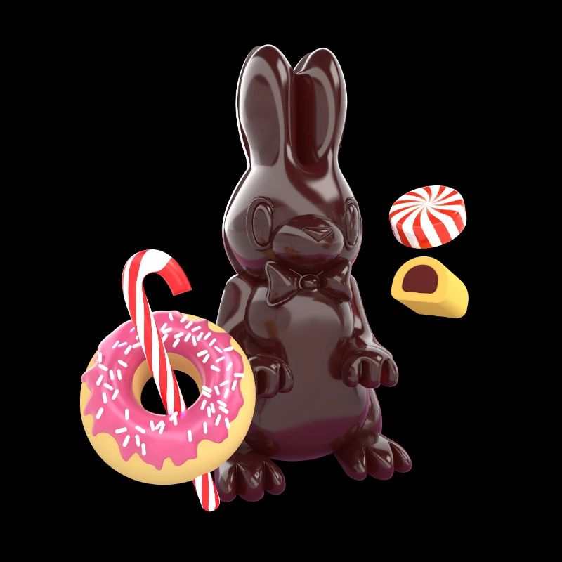 3D Chocolate Bunny with Candy – Cute Candy Art