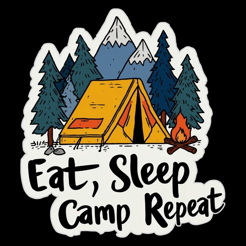 Camping Spruch Eat Sleep Camp Repeat Camper Outdoo
