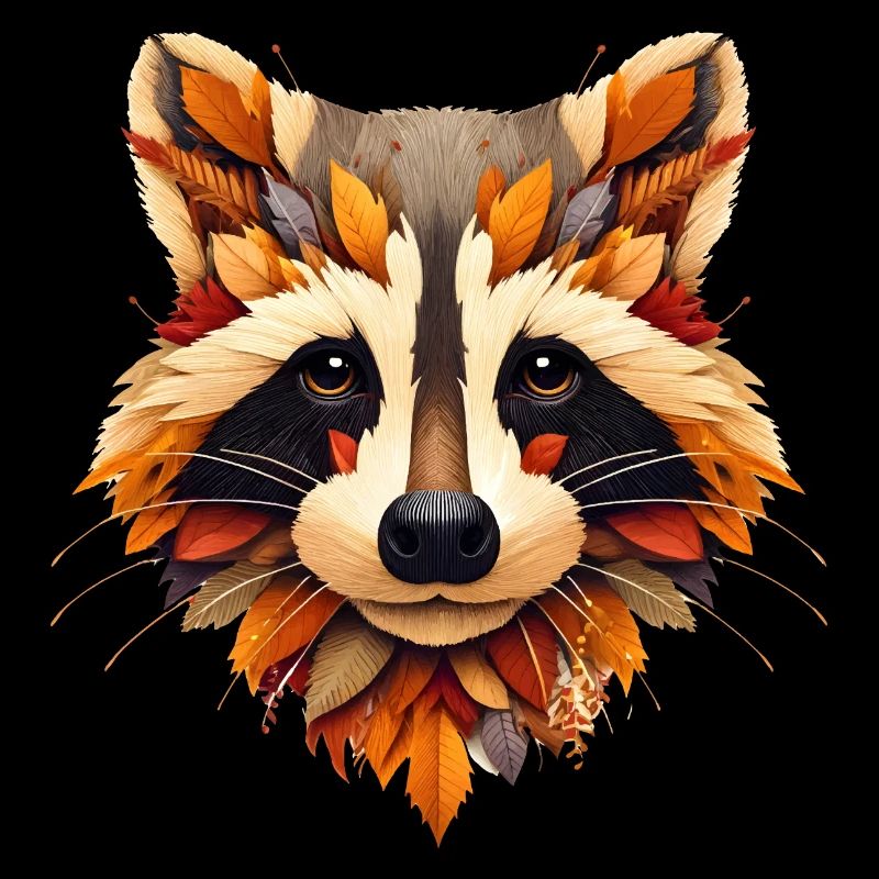 Raton laveur, conçu à partir de différentes feuilles