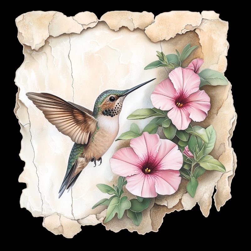 Colibri avec des fleurs